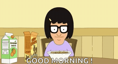 Cartoon Character Eating Cereal And Juice GIF