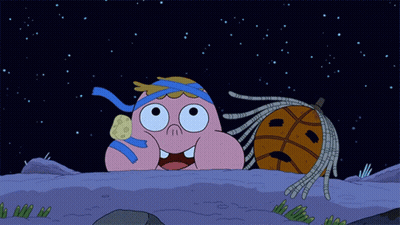 Cartoon Character Eating Cookie With Blue Scarf GIF