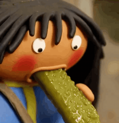 Cartoon Character Eating Pickle GIF