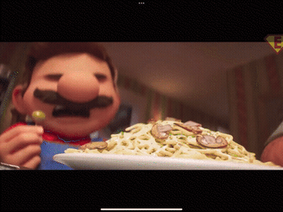 Cartoon Character Eating Spaghetti With Mushrooms GIF