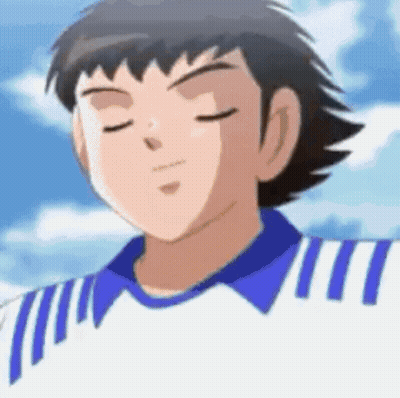 Cartoon Character Eyes Closed Blue And White Shirt GIF