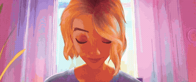 Cartoon Character Eyes Closed Looking Down In Front Of Window GIF