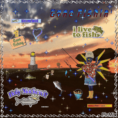 Cartoon Character Fishing Gone Fishing GIF