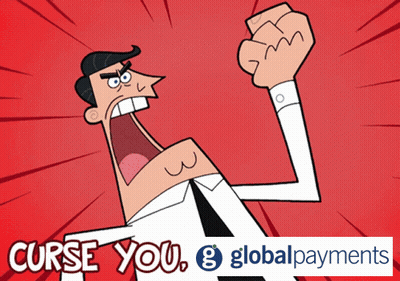 Cartoon Character Fist In Air Saying Curse You Global Payments GIF