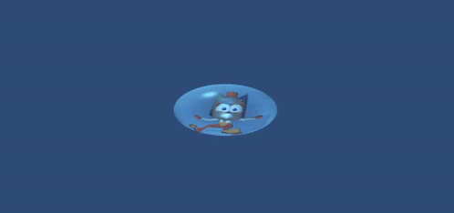 Cartoon Character Floating in Bubble with 8
