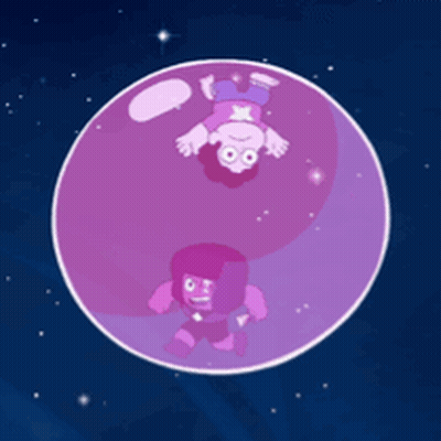 Cartoon Character Floating In Purple Bubble GIF