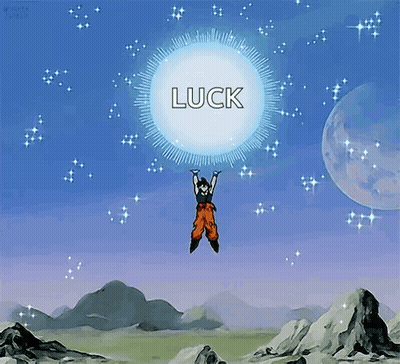 Cartoon Character Flying Holding Luck Sphere GIF
