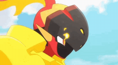 Cartoon Character Flying In Sky With Helmet GIF