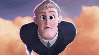 Cartoon Character Flying In Suit And Tie GIF