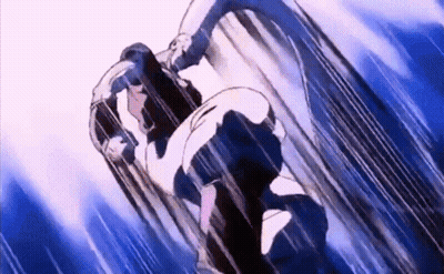 Cartoon Character Flying On Blue Background GIF