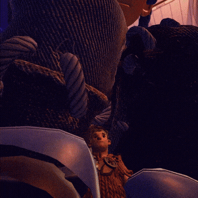 Cartoon Character Flying Past Man GIF