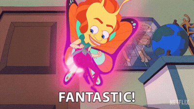 Cartoon Character Flying Saying Fantastic GIF