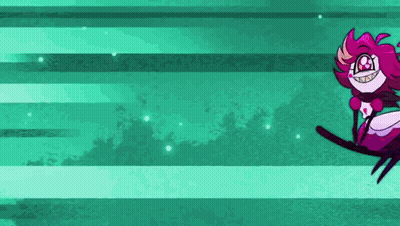 Cartoon Character Flying Through Air On Green Striped Background GIF