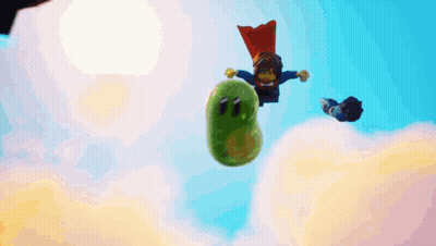 Cartoon Character Flying Through Air With Green Object GIF