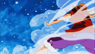 Cartoon Character Flying Through Blue Sky GIF