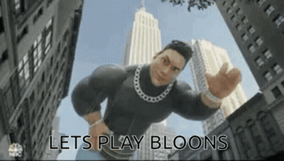 Cartoon Character Flying Through City Lets Play Bloons GIF