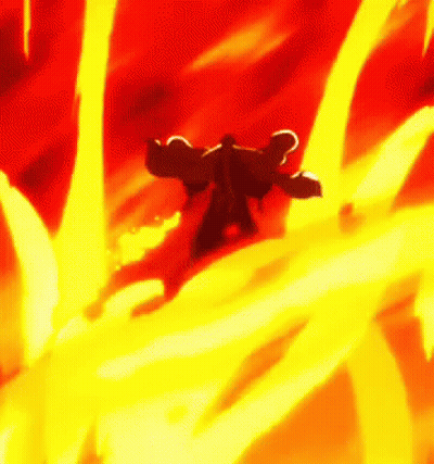 Cartoon Character Flying Through Flame GIF