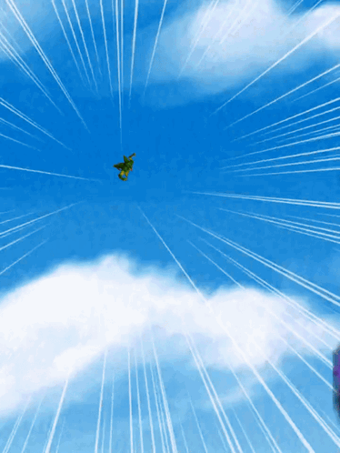 Cartoon Character Flying Through Sky GIF