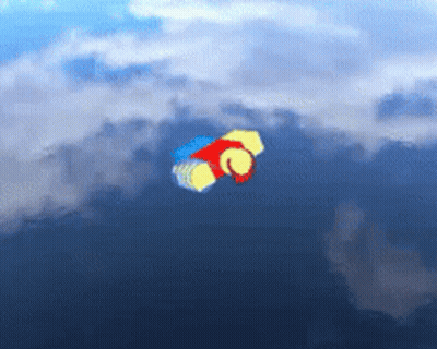 Cartoon Character Flying Through Sky GIF