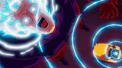 Cartoon Character Flying With Blue Light From Head GIF