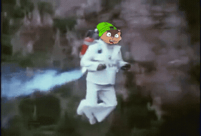 Cartoon Character Flying With Green Beanie GIF