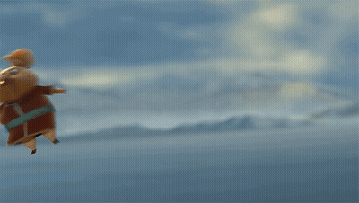 Cartoon Character Flying With Letter W GIF