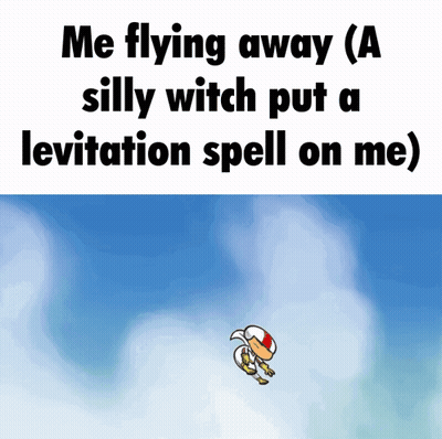 Cartoon Character Flying With Levitation Spell GIF