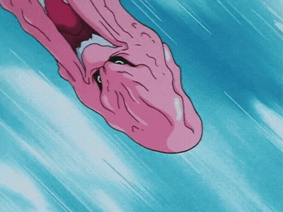 Cartoon Character Flying With Mouth Open Eyes Closed GIF