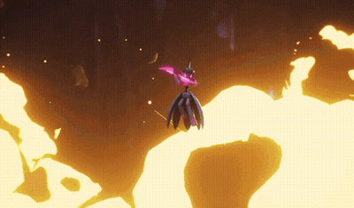 Cartoon Character Flying With Purple Flower GIF