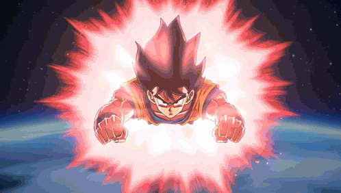 Cartoon Character Flying With Red Light Behind GIF