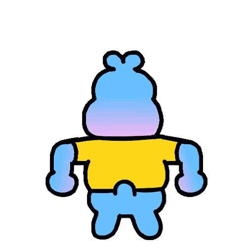Cartoon Character Giving Peace Sign Victory Sticker