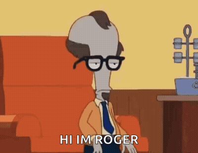 Cartoon Character Glasses Tie Saying Hi Im Roger GIF