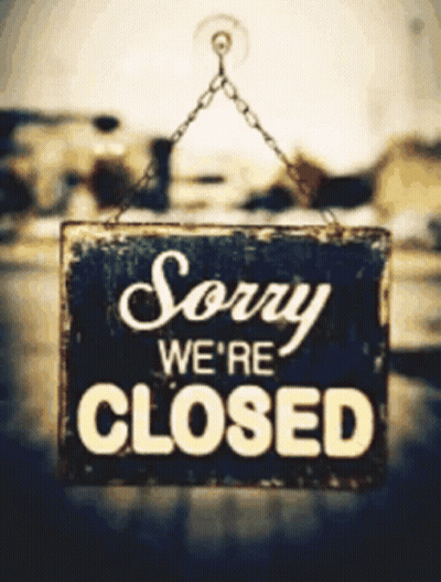 Cartoon Character Hanging Closed Sign On Red Door GIF