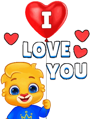 Cartoon Character Heart Balloon I Love You Sticker