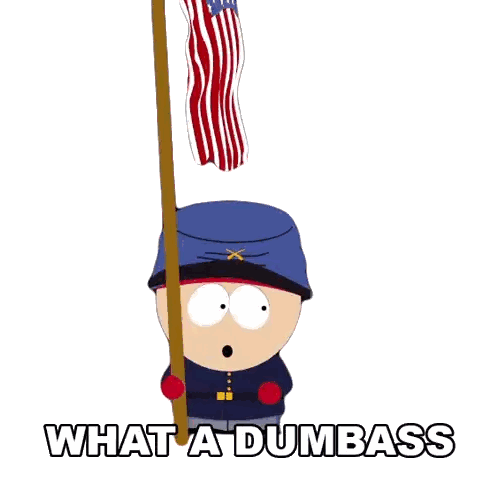 Cartoon Character Holding American Flag What A Dumbass Sticker