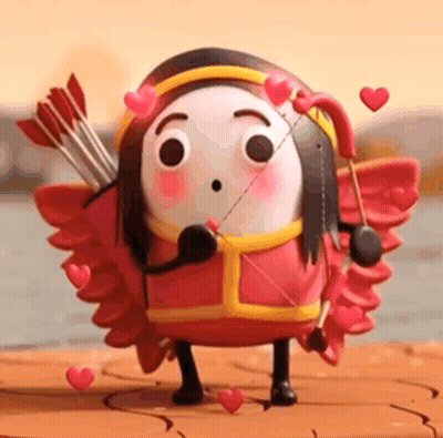 Cartoon Character Holding Arrow And Hearts GIF