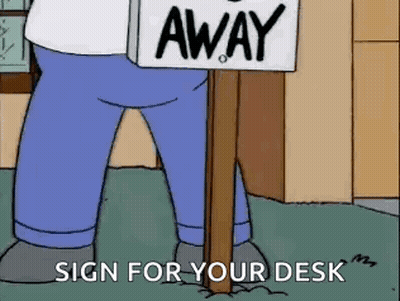 Cartoon Character Holding Away Sign GIF