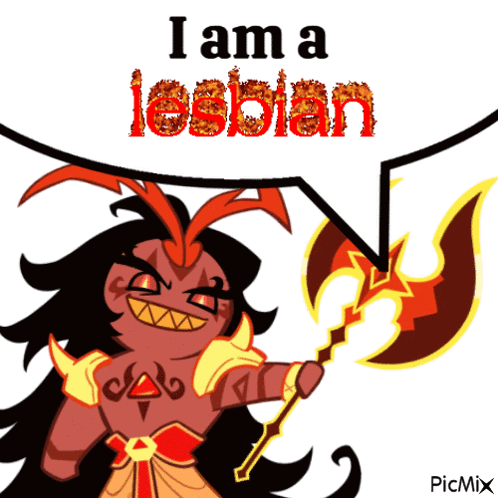 Cartoon Character Holding Axe I Am A Lesbian GIF