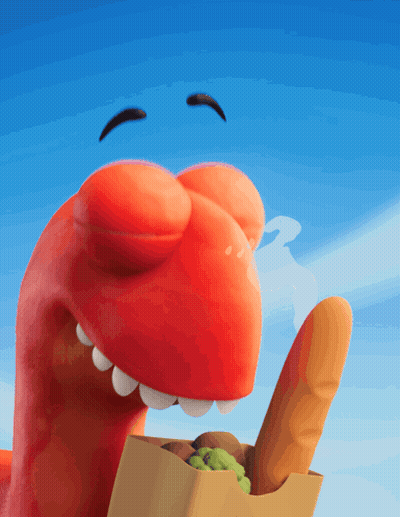 Cartoon Character Holding Bag Of Food GIF