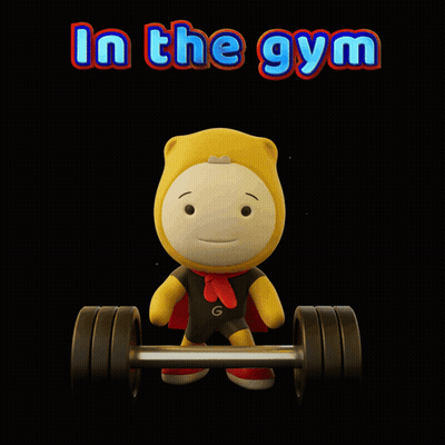 Cartoon Character Holding Barbell GIF