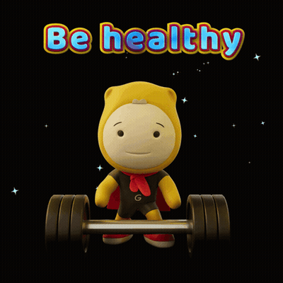 Cartoon Character Holding Barbell Be Healthy GIF