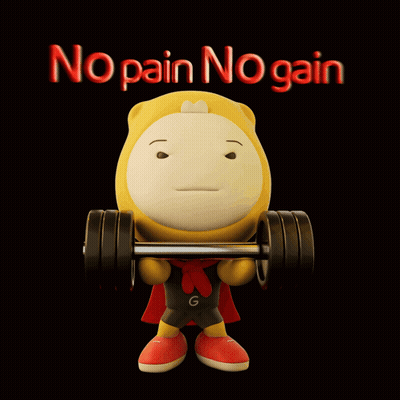 Cartoon Character Holding Barbell No Pain No Gain GIF