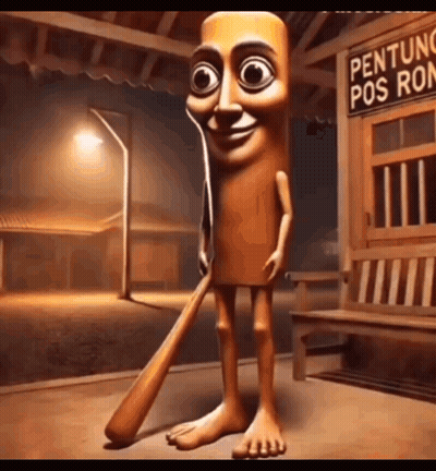 Cartoon Character Holding Baseball Bat GIF