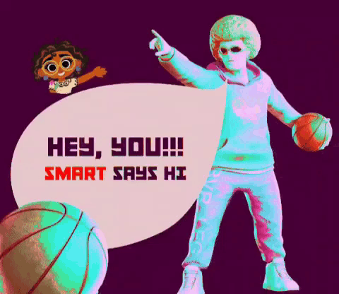 Cartoon Character Holding Basketball Saying Hey You GIF