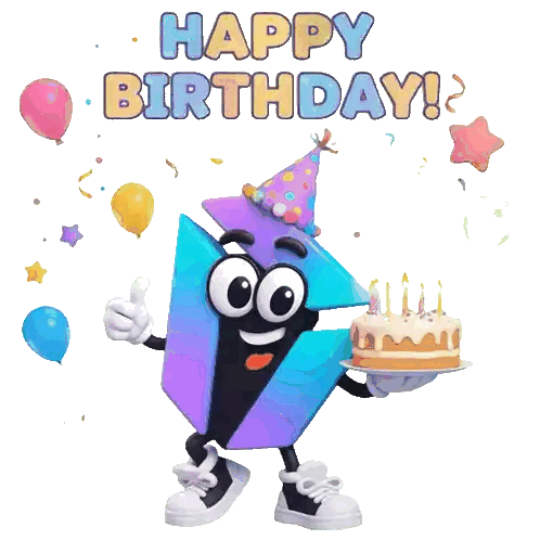 Cartoon Character Holding Birthday Cake Sticker