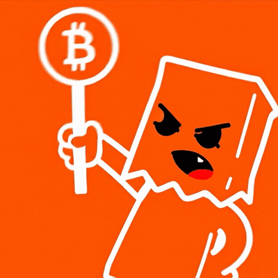 Cartoon Character Holding Bitcoin Sign GIF