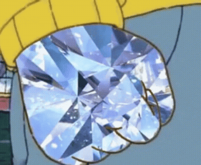 Cartoon Character Holding Blue Diamond GIF