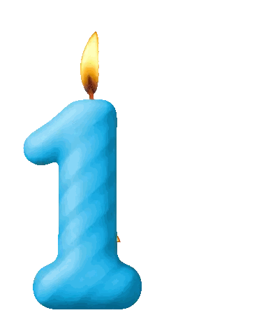 Cartoon Character Holding Blue Number 1 Candle Sticker