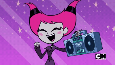Cartoon Character Holding Boombox With CN Logo GIF
