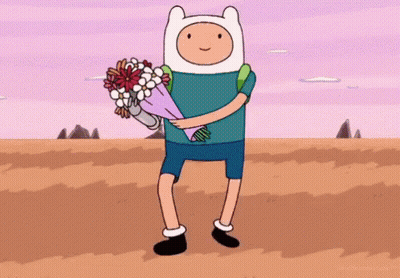 Cartoon Character Holding Bouquet Of Flowers GIF